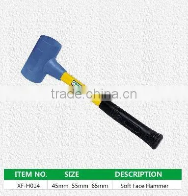 Soft face rubber hammer with fiberglass handle
