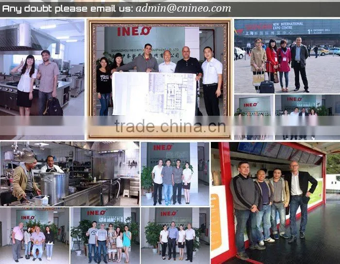 4 Glass Doors Stainless Steel Commercial Cooling Worktable(INEO are professional on commercial kitchen project)