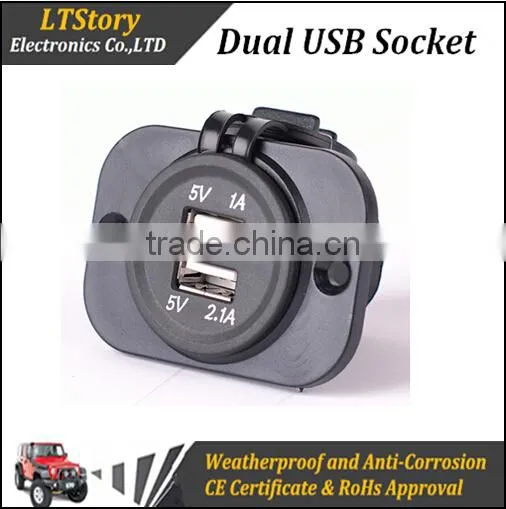 12V Dual USB Car Cigarette Lighter Socket Splitter Charger Power Adapter Outlet