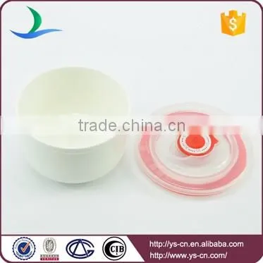 3pcs white porcelain ceramic microwave bowl set with lid