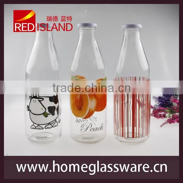 1L Vintage different patterns Glass Milk Bottles