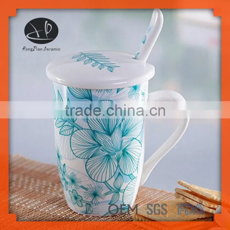 Ceramic mug with spoon,porcelain coffee cup,coffee mugs with spoon
