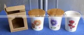 decal porcelain wide mouth cup with wood cover