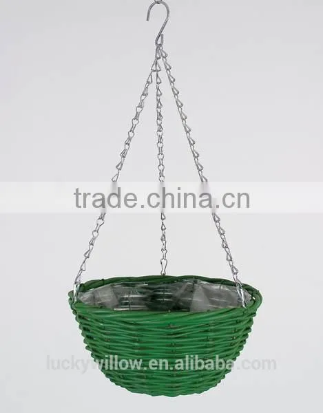Natural garden wicker hanging flower baskets