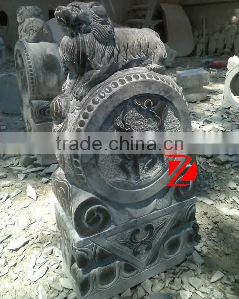 marble chinese antique lion statue on drum