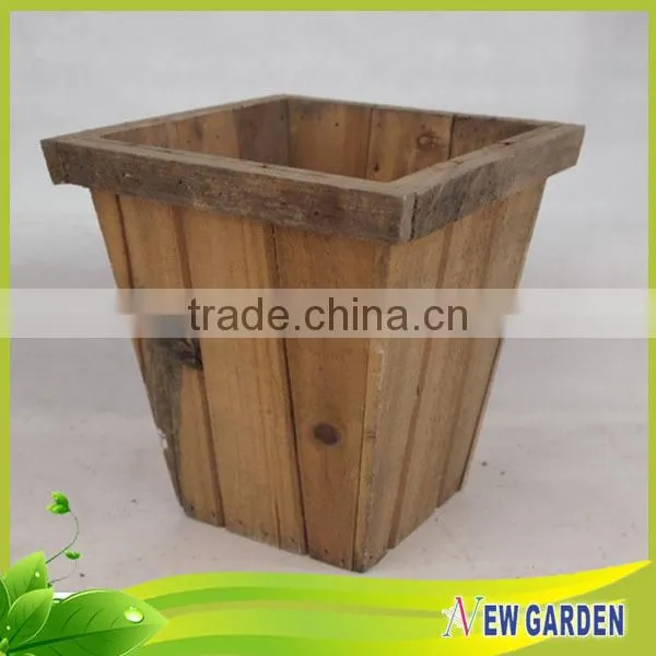 Factory direct offered special design high grade wooden rectangular flower pot