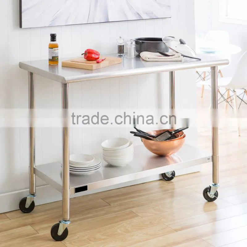 Stainless Steel Work Table with Wheels and Storage