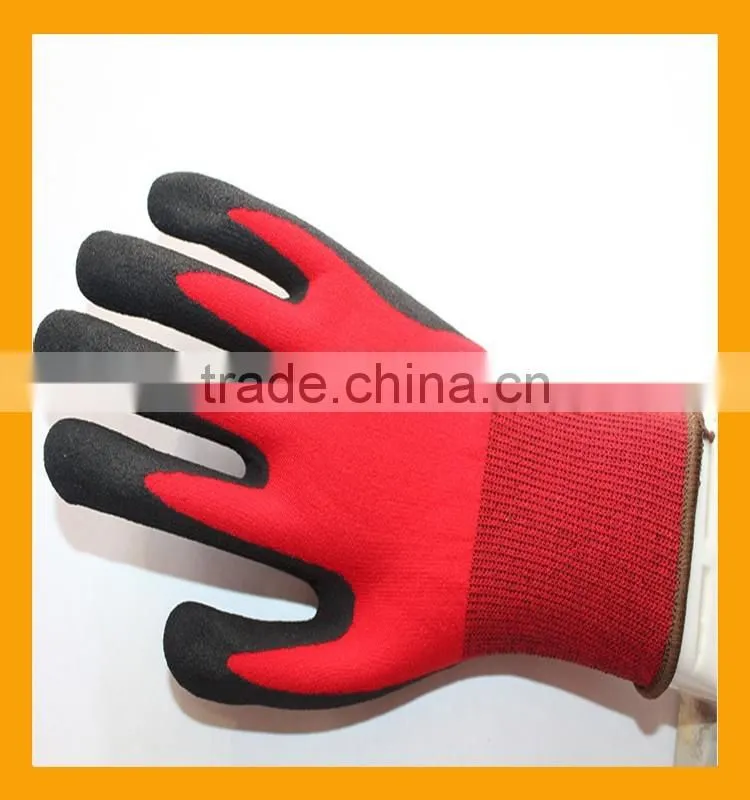 Black Sandy Finish Nylon Nitrile Working Gloves