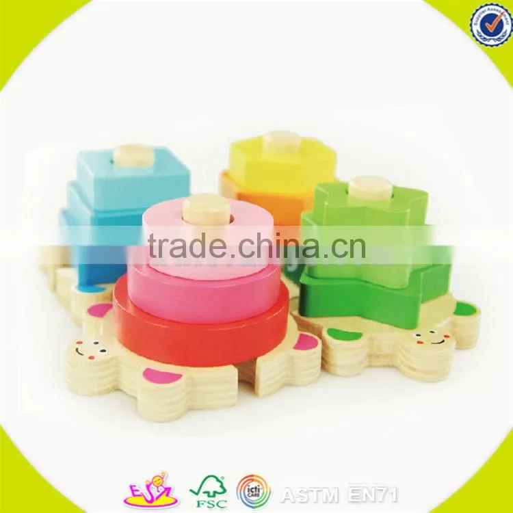 wholesale colorful kids stacking wooden geometric blocks educational children wooden geometric blocks game W13E064