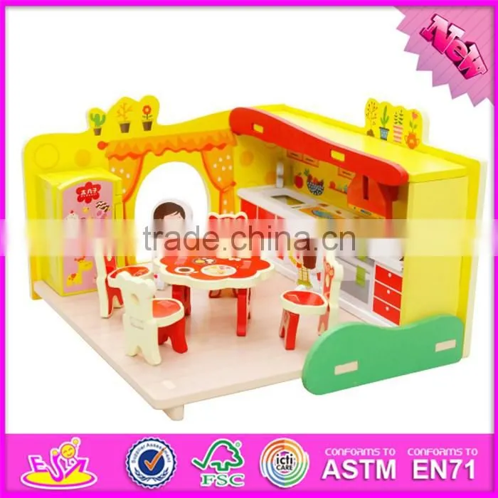 2017 New design children pretend play wooden diy kitchen toy W03B058