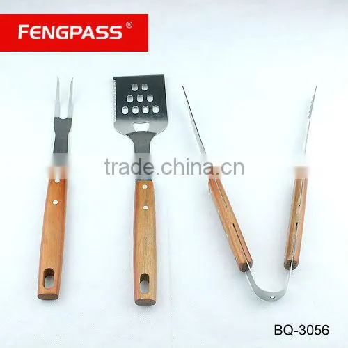 Hot sell 3pcs BBQ set with wooden handle BQ-3056