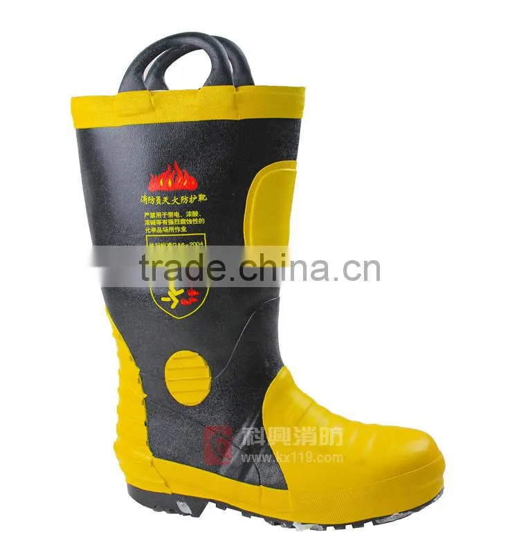 Factory direct sale 2015 New Design steel toe fire station fire safety boots