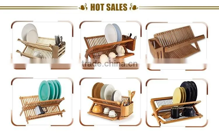 China wholesale custom bamboo adjustable dish rack