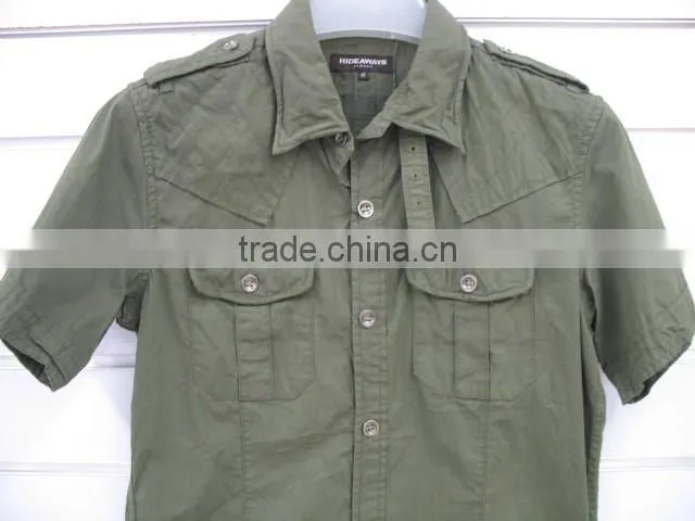 100% Cotton Poplin men's Crinkle Shirts , summer short sleeve shirts
