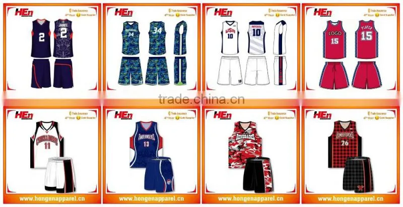 Hongen apparel training Sublimated best custom basketball jersey uniform design