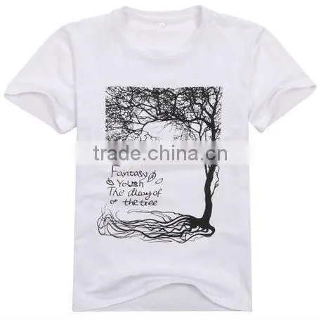 Fashion single color print tree cotton city t shirts