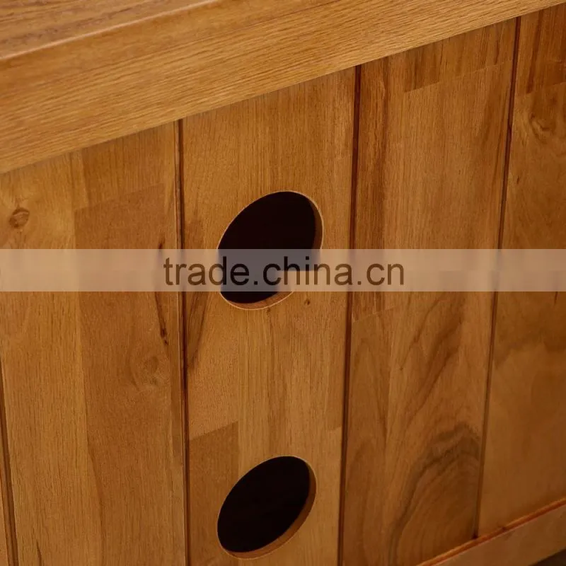 rustic oak wood TV Unit with 2 Doors with good design and 100% solid oak wood furniture