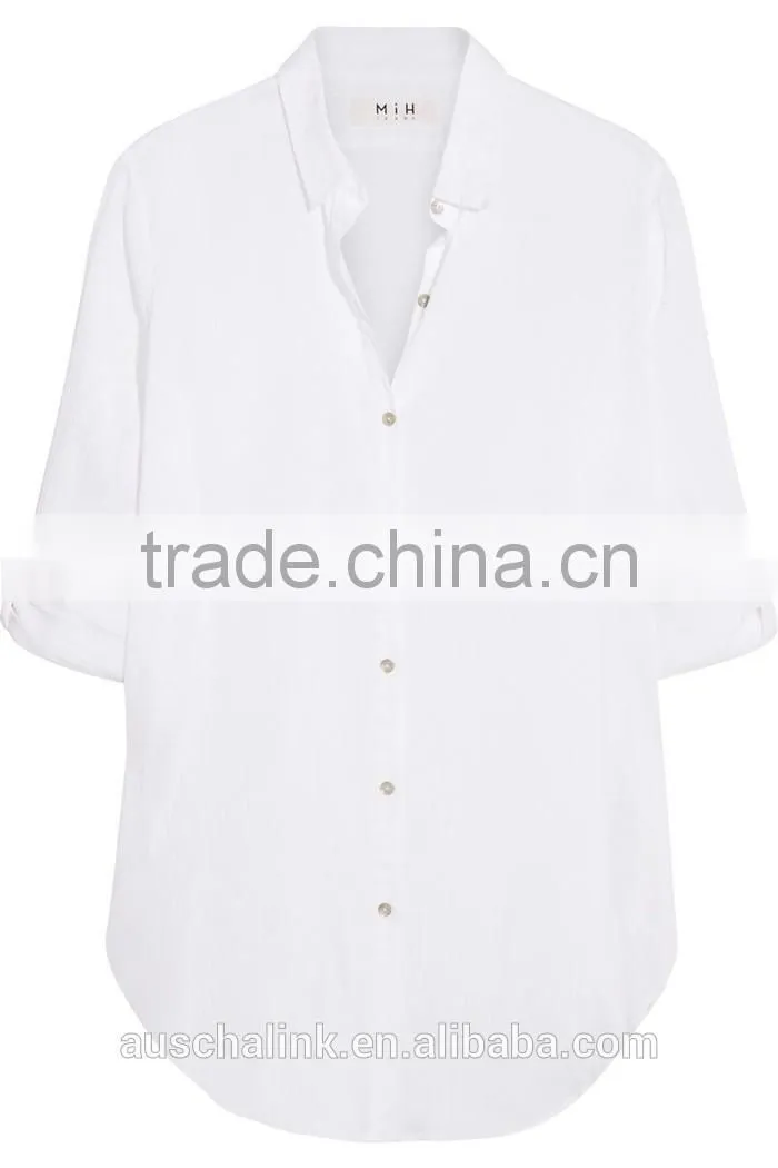 outdoor Autumn women white cotton shirt customized
