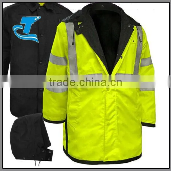 Hi Vis Safety Reversible Raincoat Waterproof Jacket
