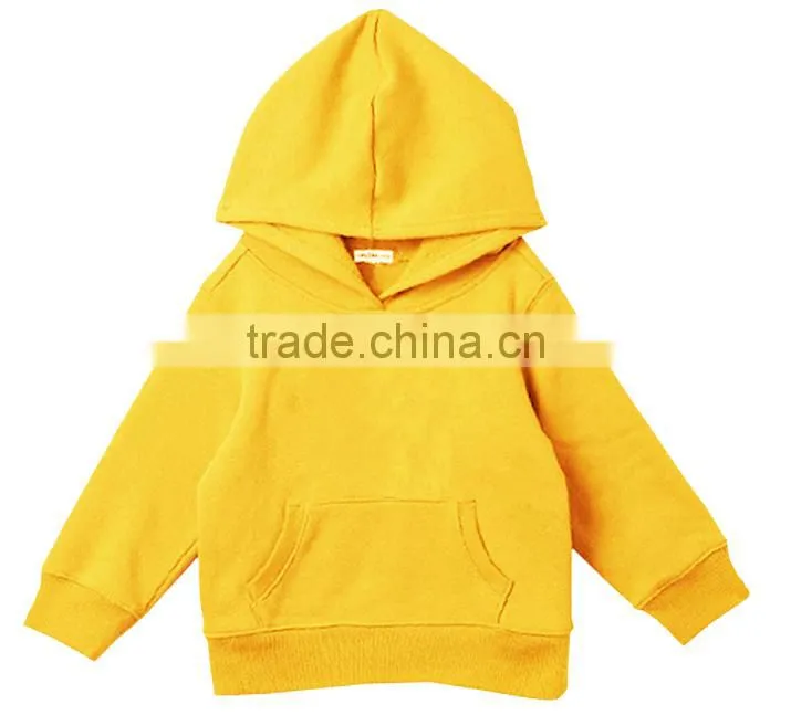 fleece knitted little kids plain yellow hoodie