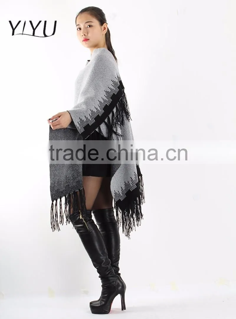 2017 Autumn New Women's Elegant Socialite Cashmere Tassel Cardigan Sweaters Batwing Sleeves Scarf Cape Outwear Good Quality