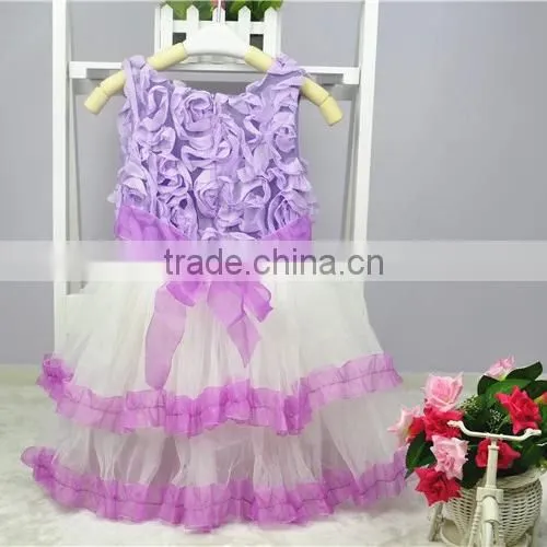 2016 New Girl Dress Rose Three Layers Tutu Princess Dresses Child Clothing Kids Product Free Shipping GD40731-13