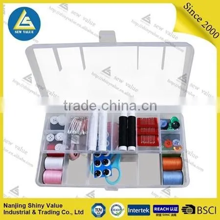 transparent pp material complete sewing kit case wih garment accessories