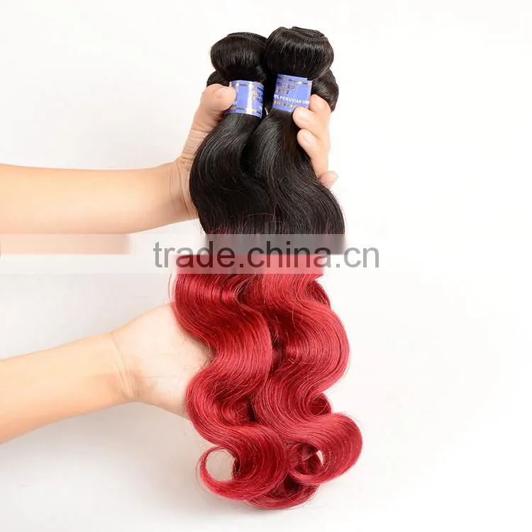 Ombre Hair1b/burgandy Body Wave Brazilian Hair Weaves