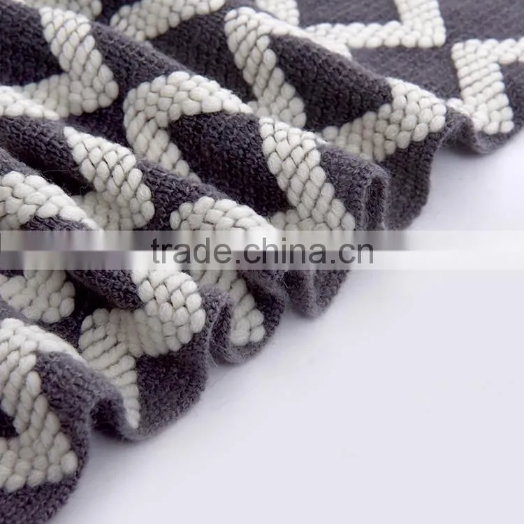 100% acrylic blanket plaid crocheted wholesale throw blanket