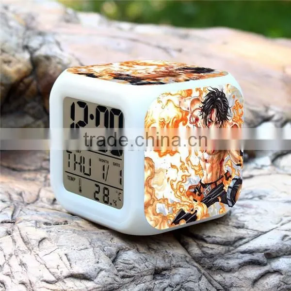 (High Quality)One Piece Colorful Clock Luffy LED Desk clock,Alarm Digital Clock,DIY Clock