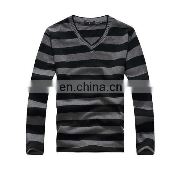 Mens Long Sleeve 100% Cotton Striped T-Shirts