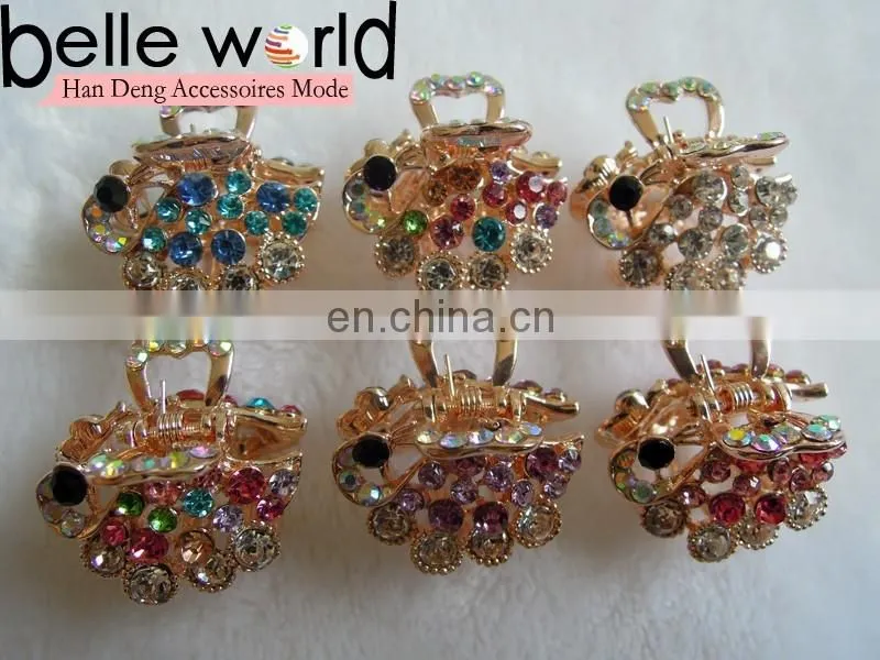 Elegant Peafowl Rhinestone Mini Wedding Hair Claw Clips