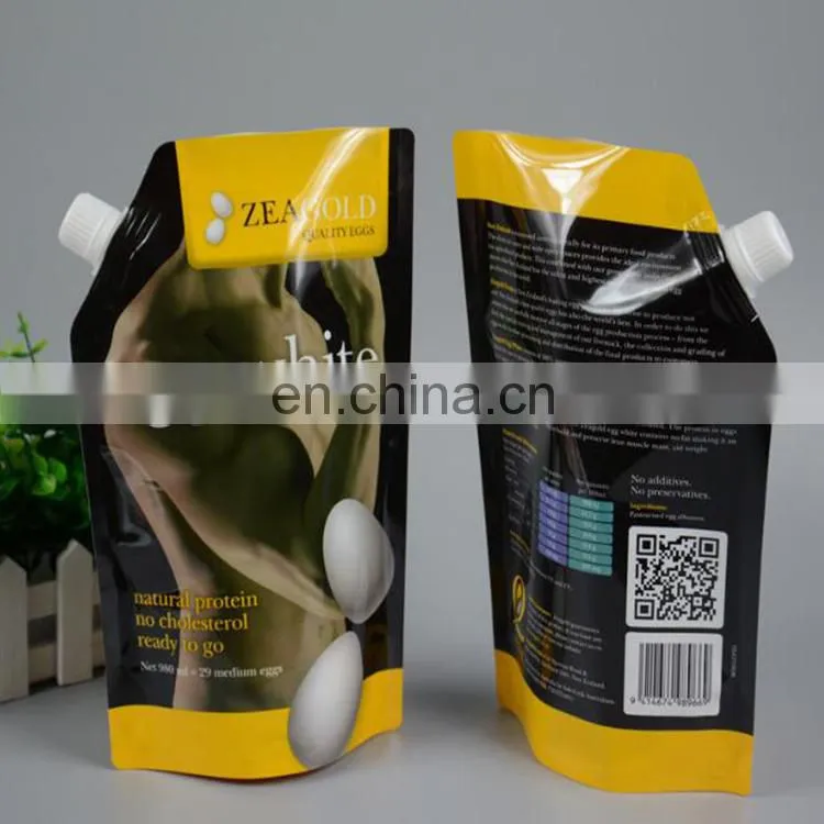Custom reusable 3 side heat seal plastic flat bottom laundry detergent spout pouch bag