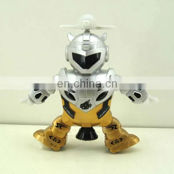 Interesting b/o spinning dancing robot toy with flashlight and music HC96545