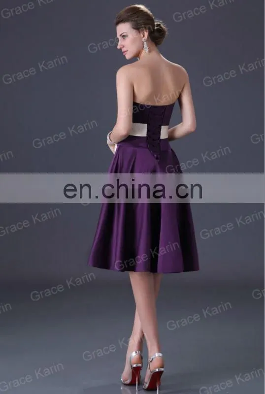 2015 Grace Karin Women's Special Satin Short Bridesmaid Dresses With Five Colors CL3026