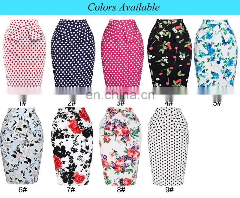 Grace Karin Occident Sexy Women Hips Wrapped Short Vintage Retro Cotton Flower Pattern Skirt CL008928-6