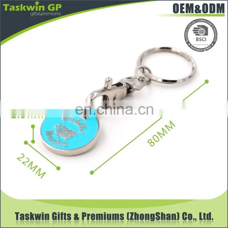 Hot sell promotional trolley coin keyrings,Supermarket coin tokens keychain.