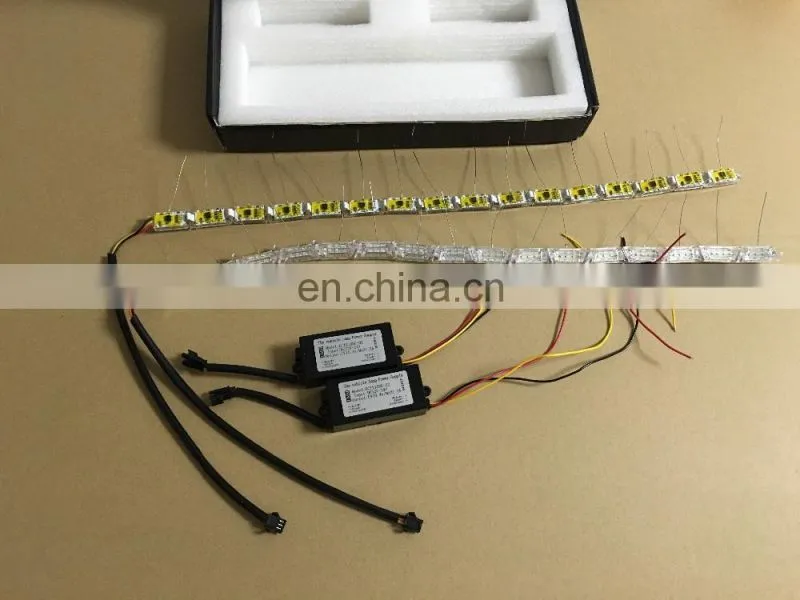 50cm crystal extendable led flexible drl with flow turn signal 16leds white amber daytime running light headlight for car