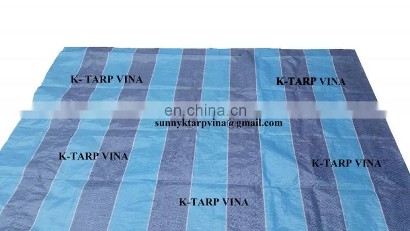White Blue White Stripes Tarpaulin Supply For Singapore Malaysia- Made In Vietnam