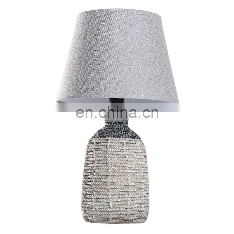 European style rope pattern cement table lamp for indoor room