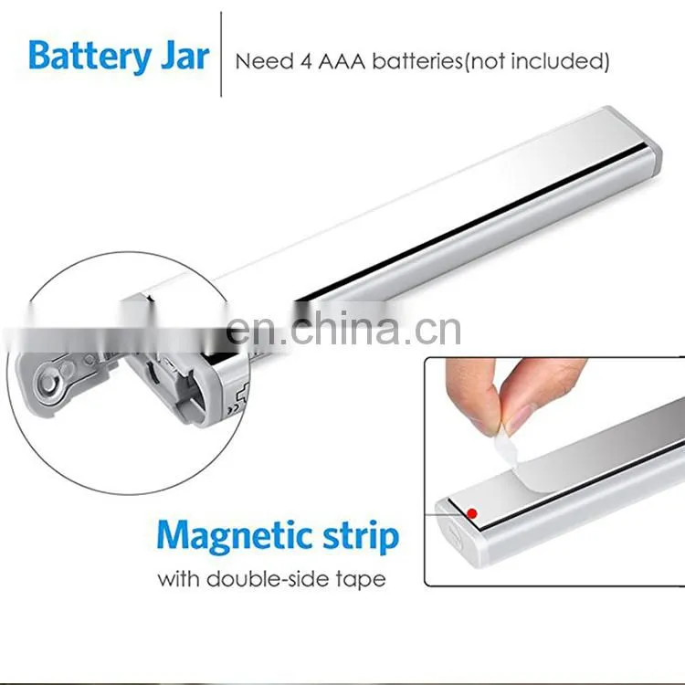 10 LED Motion Sensing Closet Lights, DIY Stick-on Anywhere Portable 10-LED Wireless Cabinet Night/Stairs Light Bar with Magnetic
