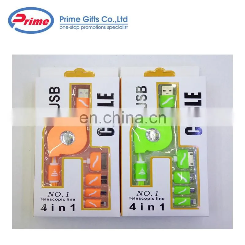 2020 Hot Selling 4 in 1 colorful USB Extension Charging Cable with your logo