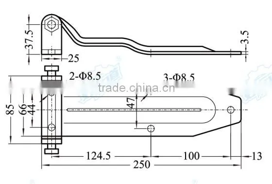 01122 Stamping 250mm zinc plated truck trailer hinge