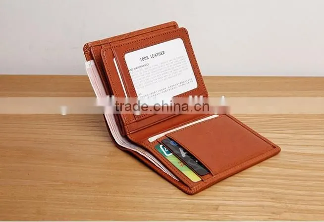 high quality vintage style genuine leather men's bifold wallet small wallet for gifts