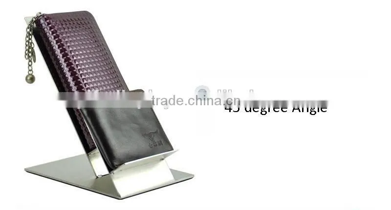 Metal Wallet Display Stand Purse Holder Matt Silver Stainless Steel Wallet Rack RWA003