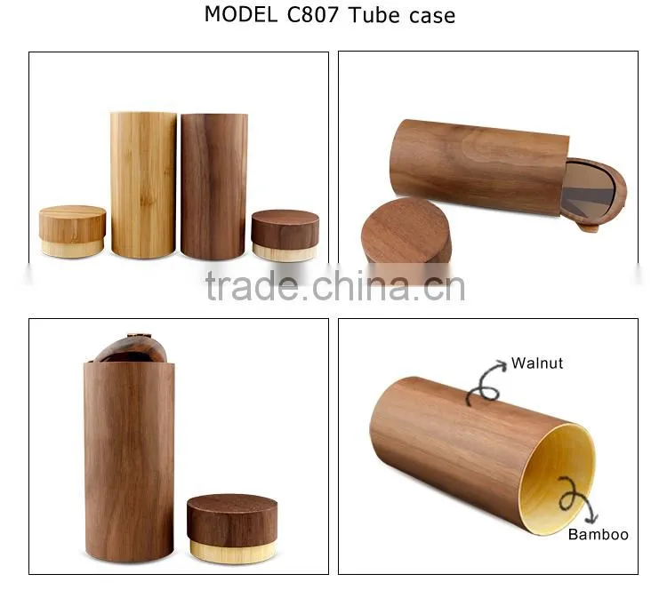 High quality bamboo wood tube case, walnut wood cylinder sunglass case, sunglasses bamboo case