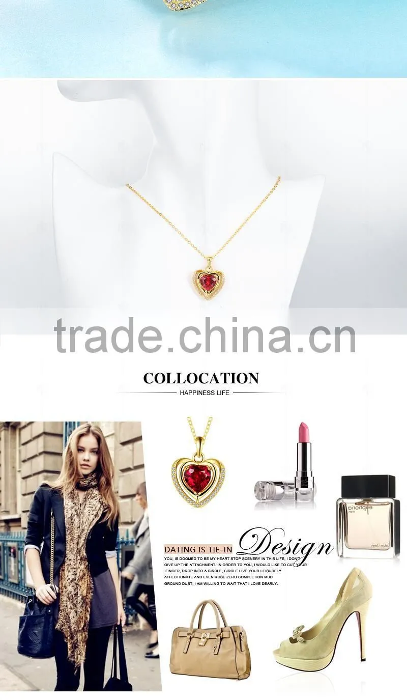 fashionable heart shape jewelry,heart design pendant necklace,zirconia necklaces
