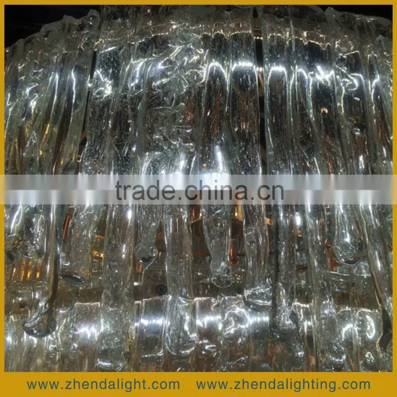 Ingenious Translucent Clear Round Handmade Blown Glass Ice Flow Shape Pendent Chandelier
