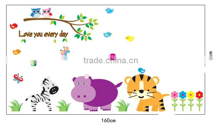 ALFOREVER the owl with other animals wall sticker,owl pvc sticker