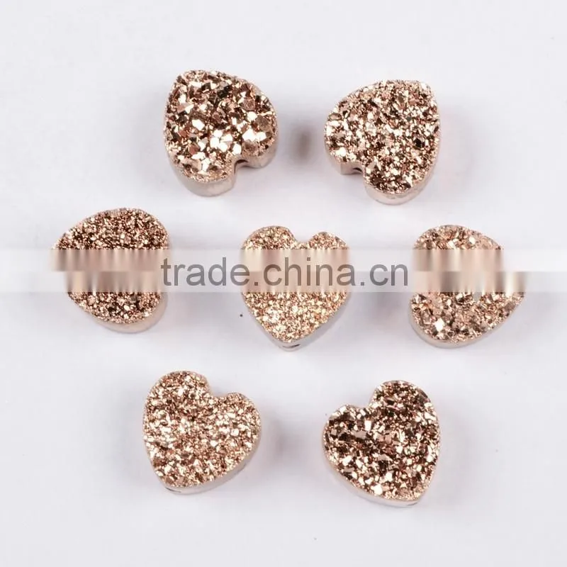 Titanium coating agate druzy drusy heart cabochon semi-precious gemstone from China